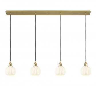 White Venetian - 4 Light - 50 inch - Satin Gold - Linear Pendant (3442|124B-4P-SG-G1217-6WV)