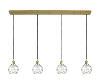 Athens Deco Swirl - 4 Light - 49 inch - Satin Gold - Linear Pendant (3442|124B-4P-SG-G1213-6CL)