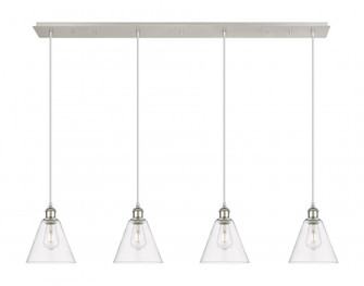Berkshire Glass - 4 Light - 52 inch - Polished Nickel - Linear Pendant (3442|124B-4P-PN-GBC-82)
