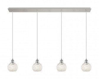 White Mouchette - 4 Light - 50 inch - Polished Chrome - Linear Pendant (3442|124B-4P-PC-G1216-6WM)