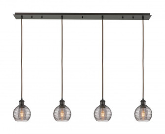 Athens Deco Swirl - 4 Light - 49 inch - Oil Rubbed Bronze - Linear Pendant (3442|124B-4P-OB-G1213-6SM)