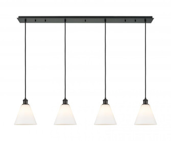 Berkshire Glass - 4 Light - 52 inch - Matte Black - Linear Pendant (3442|124B-4P-BK-GBC-81)