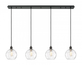 Athens Water Glass - 4 Light - 52 inch - Matte Black - Linear Pendant (3442|124B-4P-BK-G1215-8)