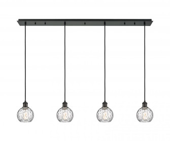 Athens Water Glass - 4 Light - 50 inch - Matte Black - Linear Pendant (3442|124B-4P-BK-G1215-6)