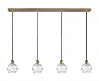 Athens Deco Swirl - 4 Light - 49 inch - Brushed Brass - Linear Pendant (3442|124B-4P-BB-G1213-6CL)