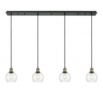 Athens - 4 Light - 49 inch - Black Antique Brass - Linear Pendant (3442|124B-4P-BAB-G122-6)