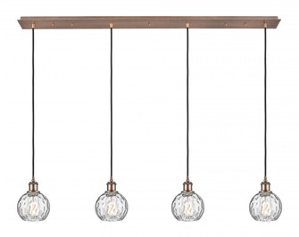 Athens Water Glass - 4 Light - 50 inch - Black Antique Brass - Linear Pendant (3442|124B-4P-BAB-G1215-6)