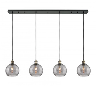 Athens Deco Swirl - 4 Light - 52 inch - Black Antique Brass - Linear Pendant (3442|124B-4P-BAB-G1213-8SM)