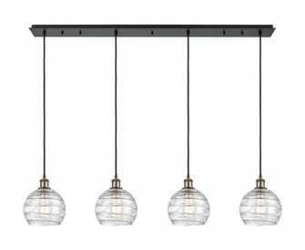 Athens Deco Swirl - 4 Light - 52 inch - Black Antique Brass - Linear Pendant (3442|124B-4P-BAB-G1213-8CL)