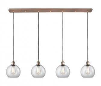 Athens - 4 Light - 52 inch - Antique Copper - Linear Pendant (3442|124B-4P-AC-G122-8)