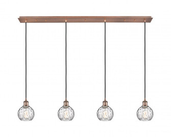Athens Water Glass - 4 Light - 50 inch - Antique Copper - Linear Pendant (3442|124B-4P-AC-G1215-6)