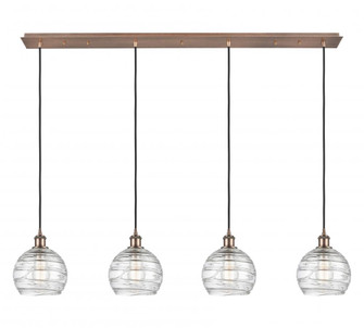 Athens Deco Swirl - 4 Light - 52 inch - Antique Copper - Linear Pendant (3442|124B-4P-AC-G1213-8CL)