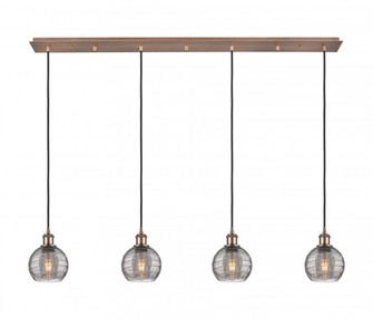 Athens Deco Swirl - 4 Light - 49 inch - Antique Copper - Linear Pendant (3442|124B-4P-AC-G1213-6SM)