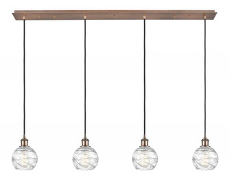 Athens Deco Swirl - 4 Light - 49 inch - Antique Copper - Linear Pendant (3442|124B-4P-AC-G1213-6CL)