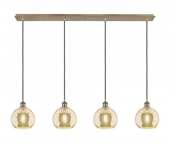 Athens - 4 Light - 52 inch - Antique Brass - Linear Pendant (3442|124B-4P-AB-G128-8)