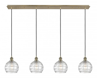 Athens Deco Swirl - 4 Light - 52 inch - Antique Brass - Linear Pendant (3442|124B-4P-AB-G1213-8CL)
