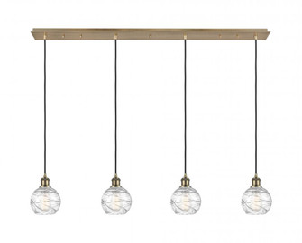 Athens Deco Swirl - 4 Light - 49 inch - Antique Brass - Linear Pendant (3442|124B-4P-AB-G1213-6CL)