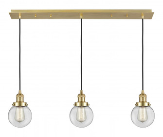 Beacon - 3 Light - 38 inch - Satin Gold - Linear Pendant (3442|123F-3P-SG-G202-6)