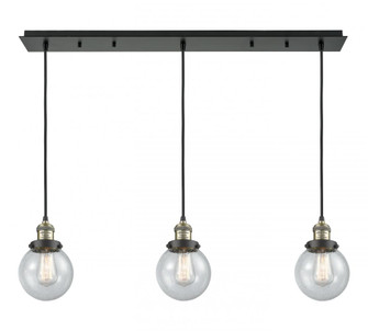Beacon - 3 Light - 38 inch - Black Antique Brass - Linear Pendant (3442|123F-3P-BAB-G204-6)