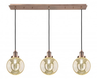 Beacon - 3 Light - 40 inch - Antique Copper - Linear Pendant (3442|123F-3P-AC-G208-8)