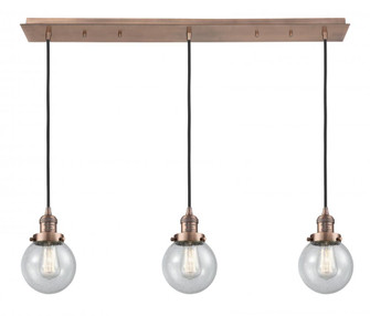 Beacon - 3 Light - 38 inch - Antique Copper - Linear Pendant (3442|123F-3P-AC-G204-6)
