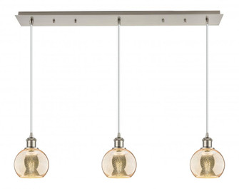 Athens - 3 Light - 37 inch - Brushed Satin Nickel - Linear Pendant (3442|123B-3P-SN-G128-6)
