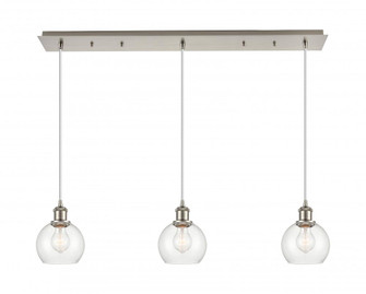 Athens - 3 Light - 37 inch - Brushed Satin Nickel - Linear Pendant (3442|123B-3P-SN-G122-6)