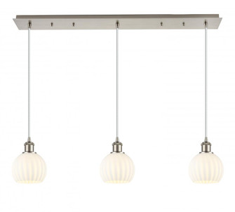 White Venetian - 3 Light - 38 inch - Brushed Satin Nickel - Linear Pendant (3442|123B-3P-SN-G1217-6WV)