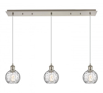 Athens Water Glass - 3 Light - 38 inch - Brushed Satin Nickel - Linear Pendant (3442|123B-3P-SN-G1215-6)