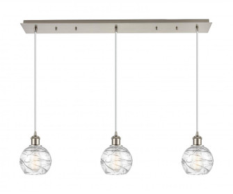 Athens Deco Swirl - 3 Light - 37 inch - Brushed Satin Nickel - Linear Pendant (3442|123B-3P-SN-G1213-6CL)