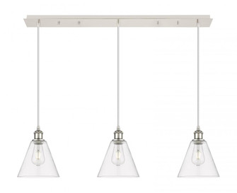 Berkshire Glass - 3 Light - 40 inch - Polished Nickel - Linear Pendant (3442|123B-3P-PN-GBC-82)