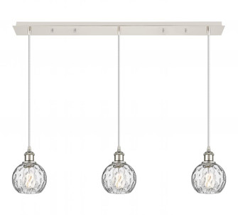 Athens Water Glass - 3 Light - 38 inch - Polished Nickel - Linear Pendant (3442|123B-3P-PN-G1215-6)