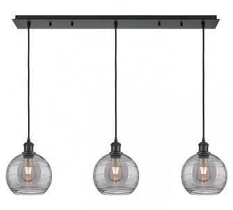 Athens Deco Swirl - 3 Light - 40 inch - Matte Black - Linear Pendant (3442|123B-3P-BK-G1213-8SM)