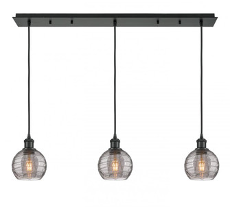 Athens Deco Swirl - 3 Light - 37 inch - Matte Black - Linear Pendant (3442|123B-3P-BK-G1213-6SM)