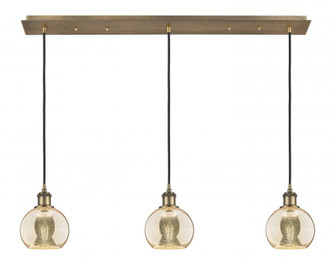 Athens - 3 Light - 37 inch - Brushed Brass - Linear Pendant (3442|123B-3P-BB-G128-6)