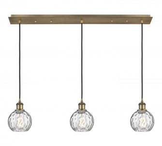 Athens Water Glass - 3 Light - 38 inch - Brushed Brass - Linear Pendant (3442|123B-3P-BB-G1215-6)