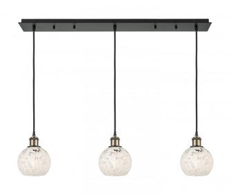 White Mouchette - 3 Light - 38 inch - Black Antique Brass - Linear Pendant (3442|123B-3P-BAB-G1216-6WM)