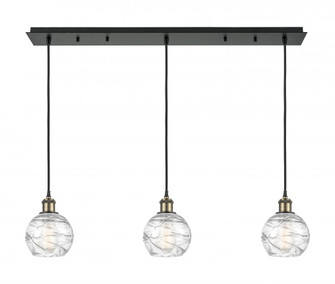 Athens Deco Swirl - 3 Light - 37 inch - Black Antique Brass - Linear Pendant (3442|123B-3P-BAB-G1213-6CL)