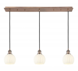 White Venetian - 3 Light - 38 inch - Antique Copper - Linear Pendant (3442|123B-3P-AC-G1217-6WV)