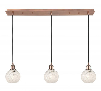White Mouchette - 3 Light - 38 inch - Antique Copper - Linear Pendant (3442|123B-3P-AC-G1216-6WM)