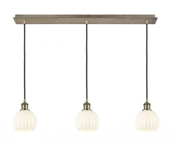 White Venetian - 3 Light - 38 inch - Antique Brass - Linear Pendant (3442|123B-3P-AB-G1217-6WV)