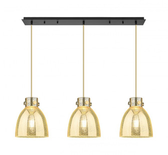 Newton Bell - 3 Light - 40 inch - Champagne Bronze - Linear Pendant (3442|123-410-1PS-CB-G412-8ME)