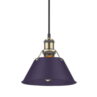 Yep by Golden Lighting Orwell 1-light 8in Pendant in Aged Brass and Exotic Purple shade (36|3306-S AB-EP)