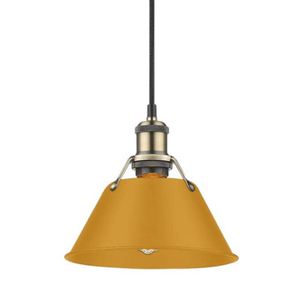 Yep by Golden Lighting Orwell 1-light 8in Pendant in Aged Brass and Auric Yellow shade (36|3306-S AB-AY)