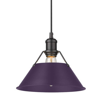 Yep by Golden Lighting Orwell 1-light 10in Pendant in Matte Black and Exotic Purple shade (36|3306-M BLK-EP)