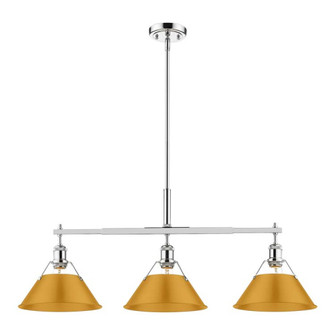 Yep by Golden Lighting Orwell 3-light Island Light in Chrome and Auric Yellow shade (36|3306-LP CH-AY)