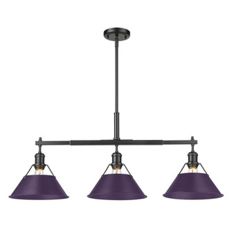 Yep by Golden Lighting Orwell 3-light Island Light in Matte Black and Exotic Purple shade (36|3306-LP BLK-EP)