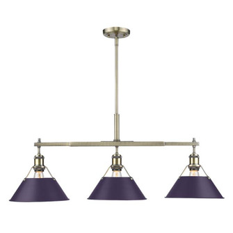 Yep by Golden Lighting Orwell 3-light Island Light in Aged Brass and Exotic Purple shade (36|3306-LP AB-EP)