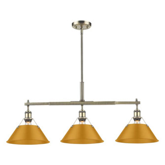 Yep by Golden Lighting Orwell 3-light Island Light in Aged Brass and Auric Yellow shade (36|3306-LP AB-AY)