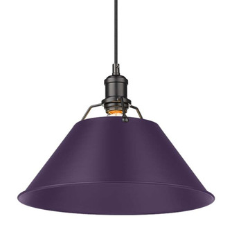 Yep by Golden Lighting Orwell 1-light 14in Pendant in Matte Black and Exotic Purple shade (36|3306-L BLK-EP)